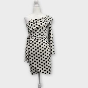 SABO Skirt Joelle One Shoulder Faux Wrap Dress in Polka Dot Women’s Size M NWT